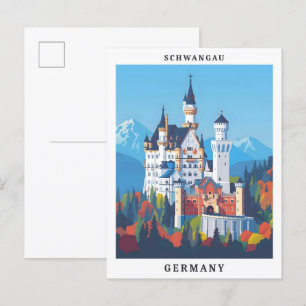 Schwangau Germany Elegant Art Vintage Travel Postcard