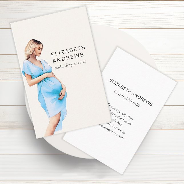 Schwangere, schlicht-modern watercolor business card (Creator Uploaded)