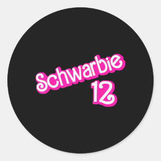 Schwarbie 12 Pink Classic Round Sticker