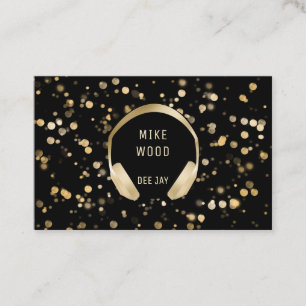 Schwarz Gold Bokeh Kopfhörer  DJ Visitenkarte Business Card