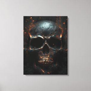 Schwarz matt Totenkopf mit Kupfer Applikationen Canvas Print