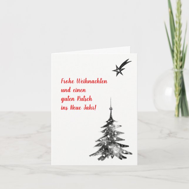 Schwarz weiß, minimal, modern Weihnachtskarten Holiday Card (Front)