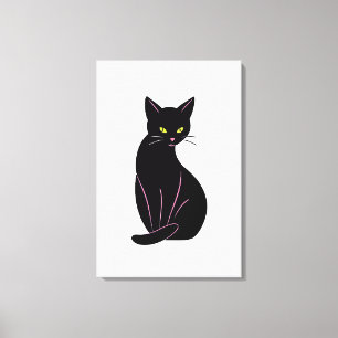 Schwarze Katze Minimal Illustration Canvas Print