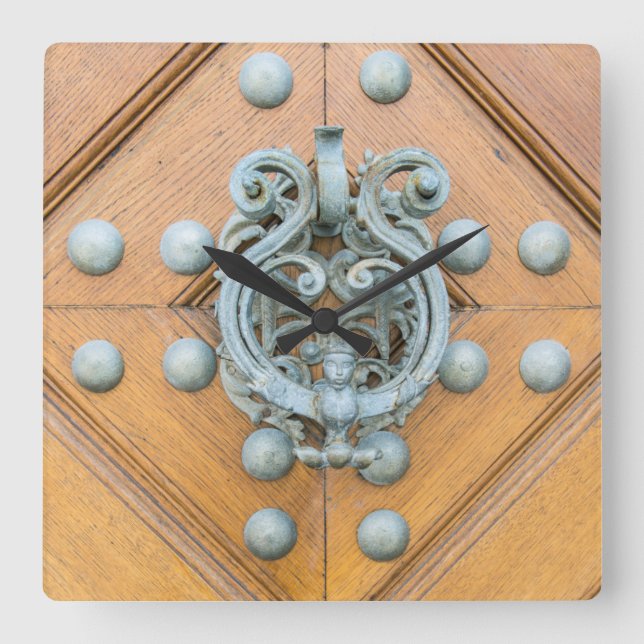 Schwarzenbersky Palace Door Knocker Square Wall Clock (Front)
