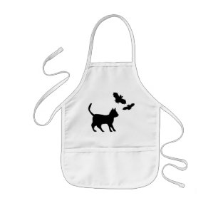 Schwarzer Kater mit Fledermaus Kids Apron