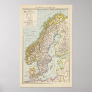 Schweden, Norwegen - Sweden and Norway Map Poster