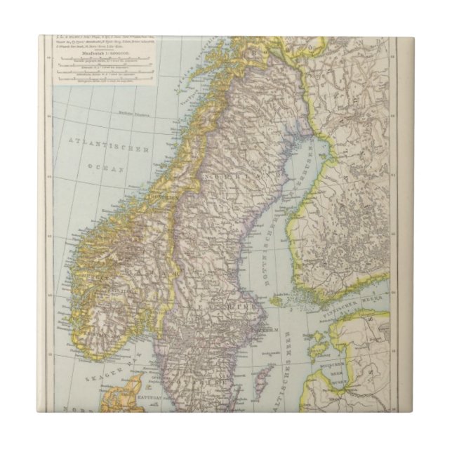 Schweden, Norwegen - Sweden and Norway Map Tile (Front)