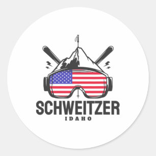 Schweitzer Idaho Usa Ski Retro Skiing Classic Round Sticker