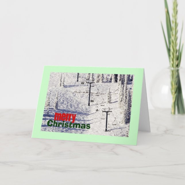 Schweitzer Mountain Ski Chairlift, Christmas Holiday Card (Front)