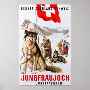 " Schweiz: 1912/heute - Junfraubahn Winter Reise Poster