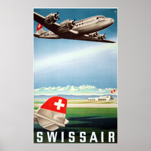 " Schweiz: 1948 - SWISSAIR Werbe Reise ... Poster
