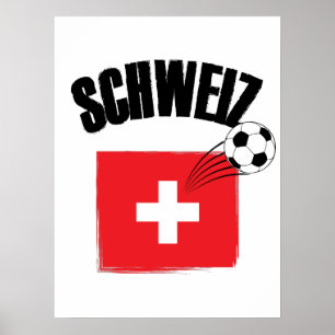 Schweiz Fussball Switzerland Soccer Flag Poster