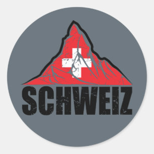 Schweiz Matterhorn Switzerland Flag Vintage Classic Round Sticker