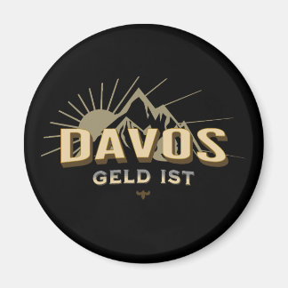 Schweiz Ski Resort Davos Geld ist Satire  Ovaler Magnet