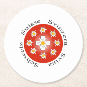 Schweiz – Suisse – Svizzera Pappuntersetzer Round Paper Coaster