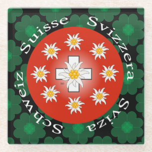 Schweiz – Suisse – Svizzera – Svizra – Switzerland Glass Coaster