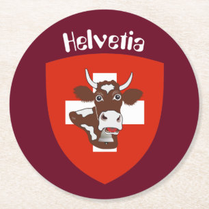 Schweiz Suisse Svizzera Svizra Switzerland Round Paper Coaster