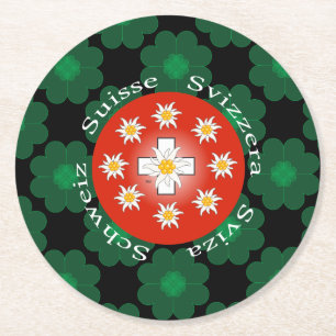 Schweiz – Suisse – Svizzera – Svizra – Switzerland Round Paper Coaster