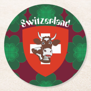 Schweiz Suisse Svizzera Svizra Switzerland  Round Paper Coaster