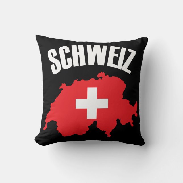 Schweiz Switzerland Map Flag Cushion (Front)