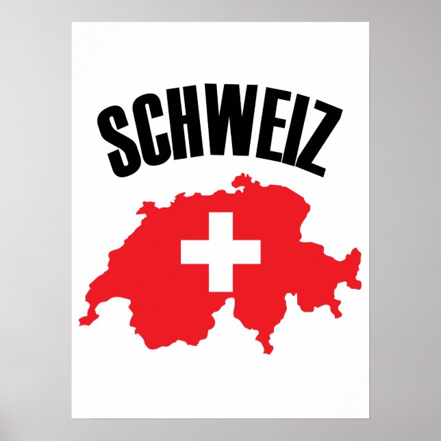 Schweiz Switzerland Map Flag Poster (Front)