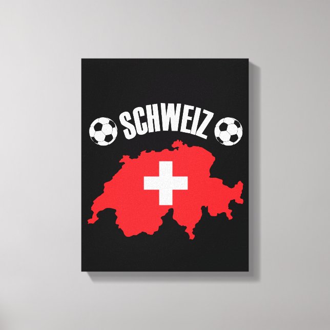Schweiz Switzerland Map Soccer Canvas Print (Front)