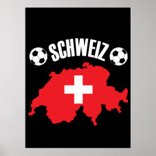 Schweiz Switzerland Map Soccer Poster