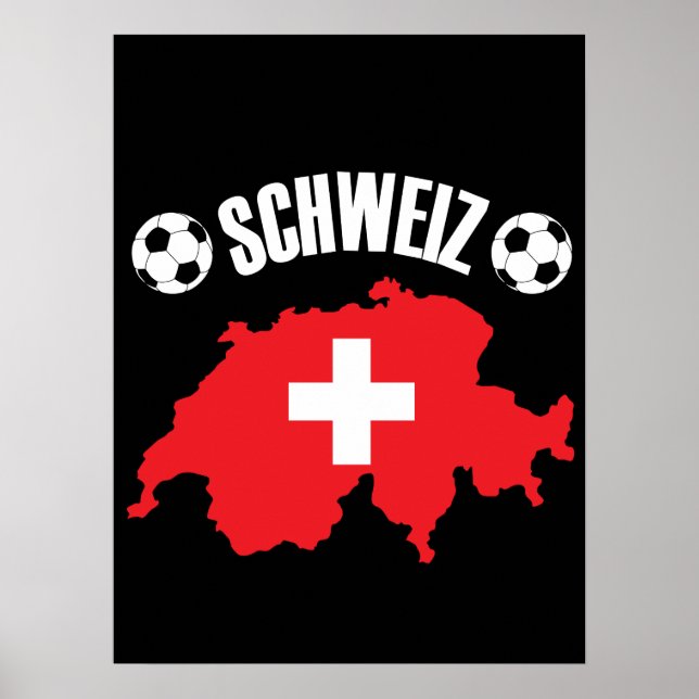 Schweiz Switzerland Map Soccer Poster (Front)