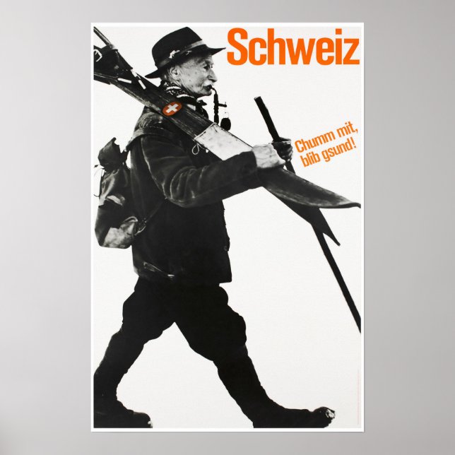 Schweiz, Travel Ski Poster (Front)
