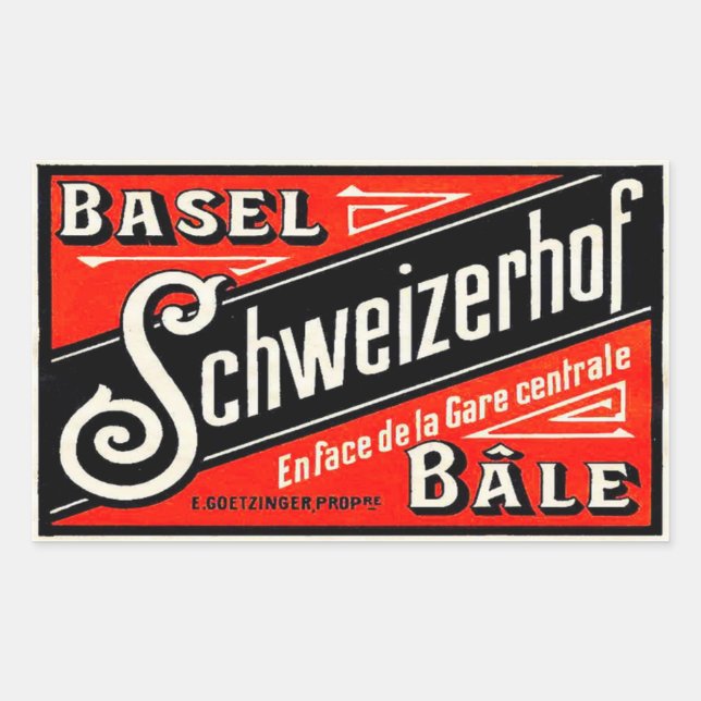 Schweizerhof hotel (Basel Bâle Switzerland) Rectangular Sticker (Front)