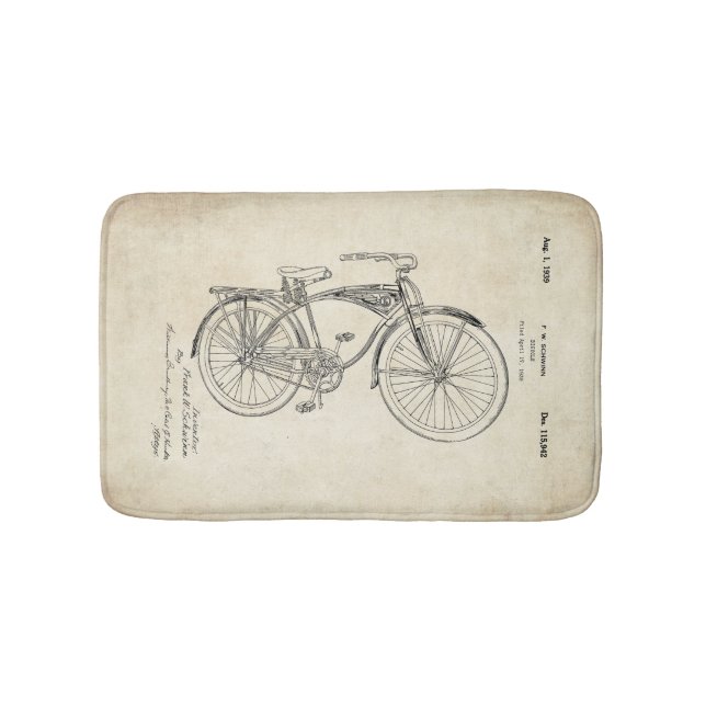 Schwinn Bicycle Patent Print Bath Mat (Front)