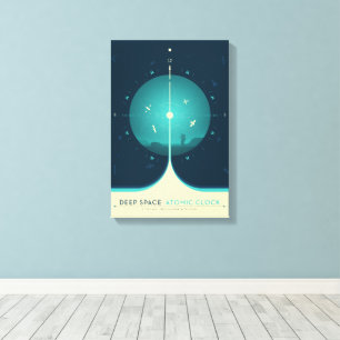 Sci-Fi Ad, Blue Atomic Clock, Deep Space Canvas Print