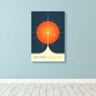 Sci-Fi Ad, Orange Atomic Clock, Deep Space Canvas Print