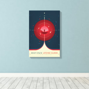 Sci-Fi Ad, Red Atomic Clock, Deep Space Canvas Print