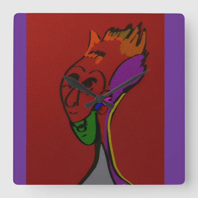 Sci-fi Alien Elder Leader  Square Wall Clock (Front)