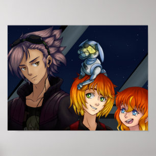 Sci Fi Anime Friends Poster