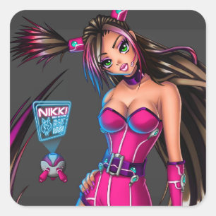 Sci Fi Anime Girl Nikki Square Sticker