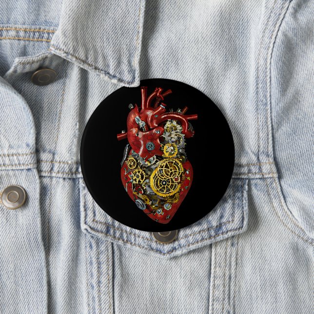 Sci Fi Art Steampunk Human Heart Anatomy  10 Cm Round Badge (In Situ)