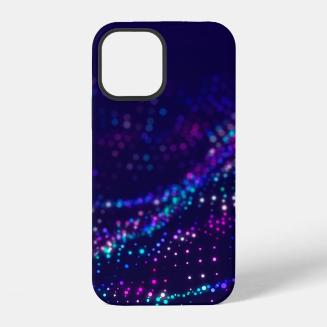 Sci-fi background. Digital wave with many particle iPhone Case (Back)