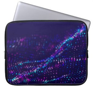 Sci-fi background. Digital wave with many particle Laptop Sleeve