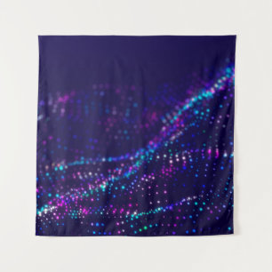 Sci-fi background. Digital wave with many particle Tapestry
