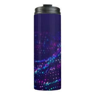 Sci-fi background. Digital wave with many particle Thermal Tumbler