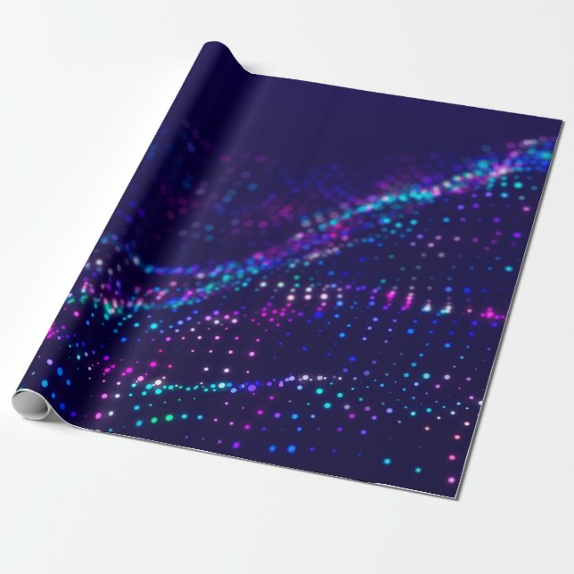 Sci-fi background. Digital wave with many particle Wrapping Paper (Unrolled)