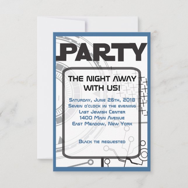 SCI-FI  Bar Bat Mitzvah Invitation Party Card (Front)