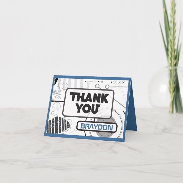 SCI_FI Bar Mitzvah Folded Thank You Card (Front)