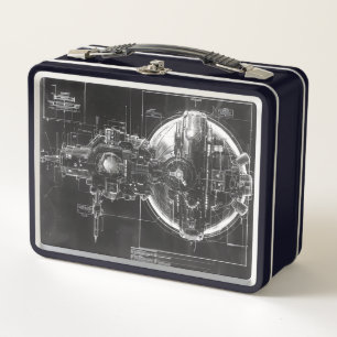 Sci-Fi Base Black Diagram Metal Lunch Box