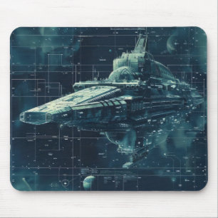 Sci-Fi Battleship Diagram Mouse Mat