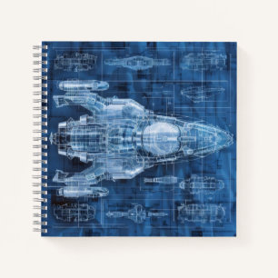 Sci-Fi Blueprint Space Ship Notebook