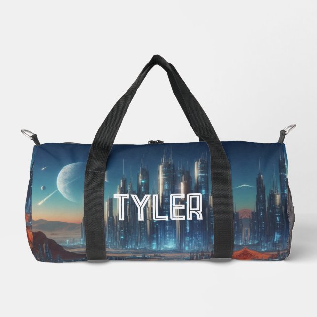 Sci-Fi City in Space  Duffle Bag (Front)