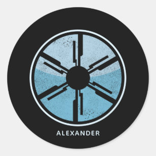 Sci-Fi Cosmic Space Blue Ombre Distressed Custom Classic Round Sticker